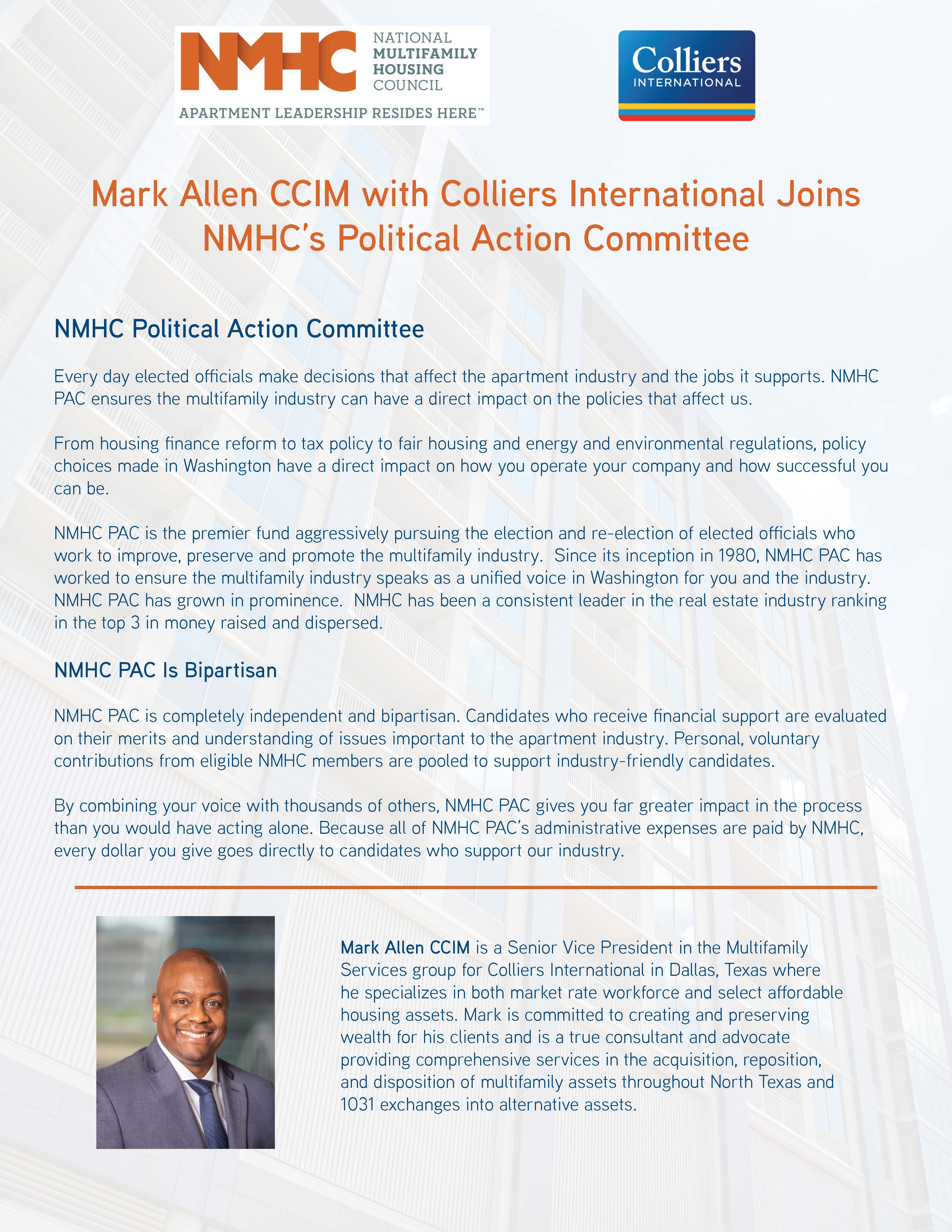 Mark Allen CCIM Joins NMHC Political Action Committee